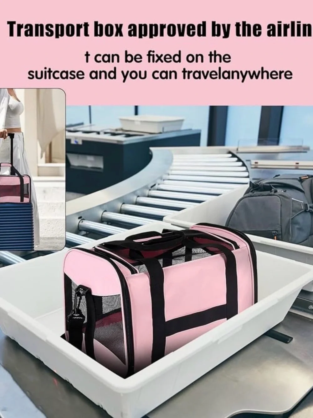 Portable Pink Soft-Sided Cat & Small Pet Carrier with Mesh Panels